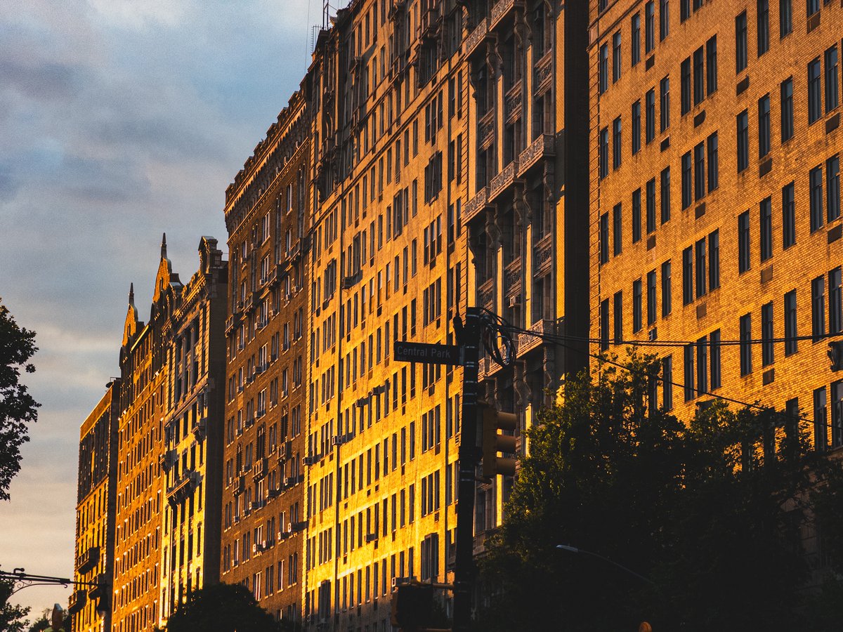 buildings near central park at golden hour