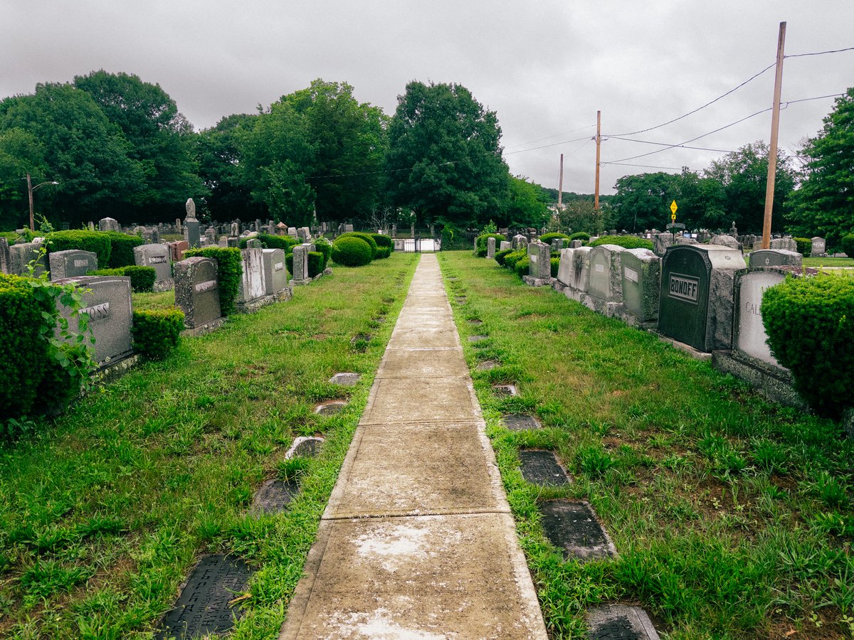 cemetery with gray skies