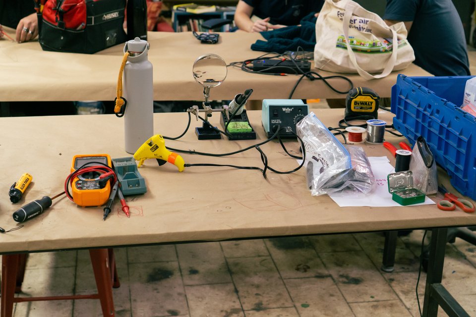 a table with various tools on it