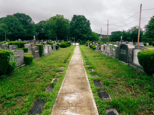 cemetery with gray skies