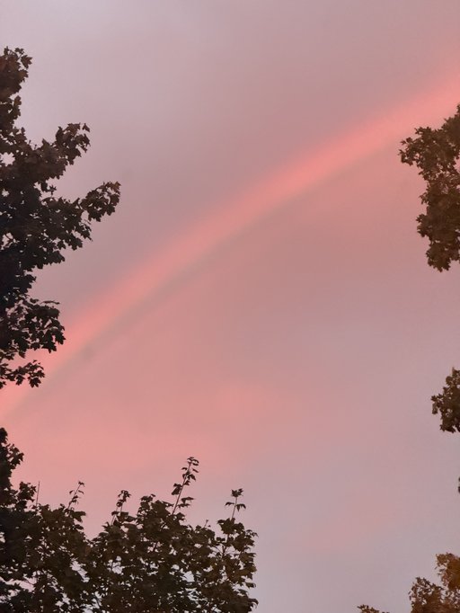 pink sunset sky with a rainbow